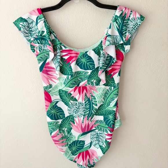 Matilda Jane Palm Tree Paradise Ruffle One Piece Swimsuit - Picture 4 of 9